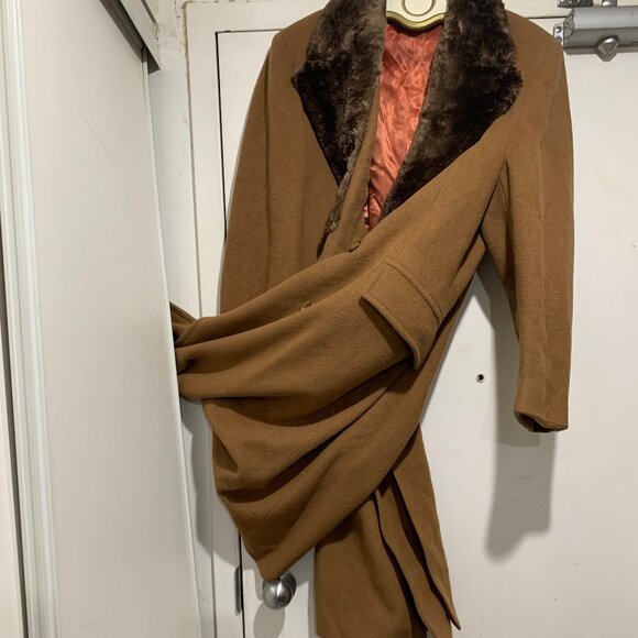 VINTAGE STOLLERY'S WOOL DOUBLE BREAST TRENCH COATS SIZE L - Picture 10 of 15